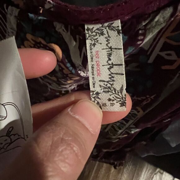 Free People Dress Womens XS Plum Floral Annka Border Slip Keyhole Back Swing - Picture 12 of 14